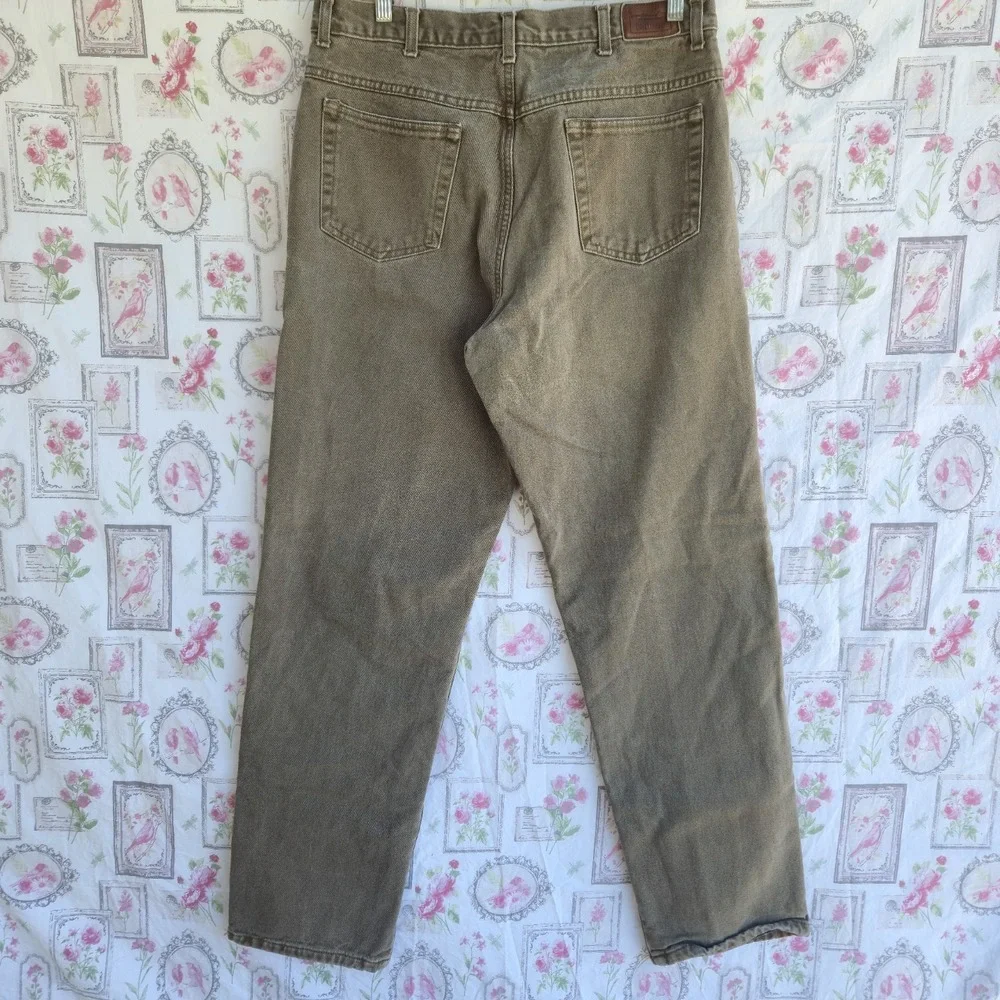 L.L.Bean Jeans Mens 34x32 Brown Double L Relaxed Fit Flannel Lined Denim Pants